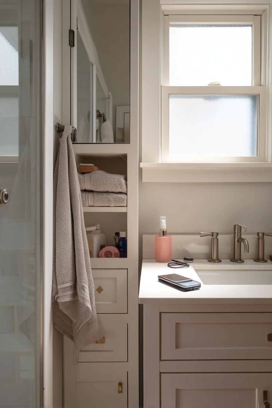 Small Hall Bath With Niche Storage