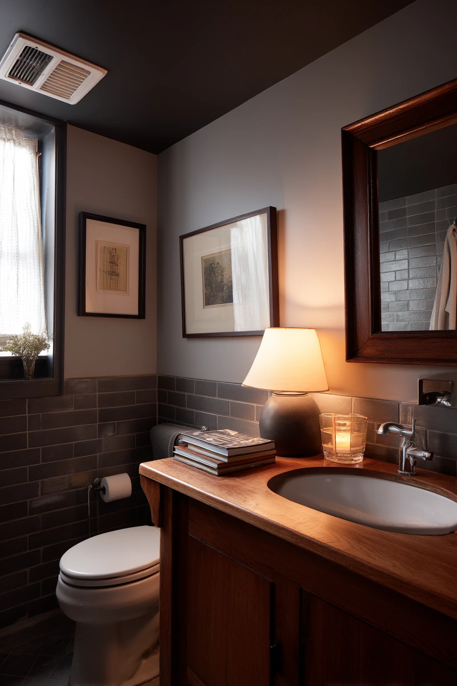 Moody Guest Bath with Silent Vent Detail