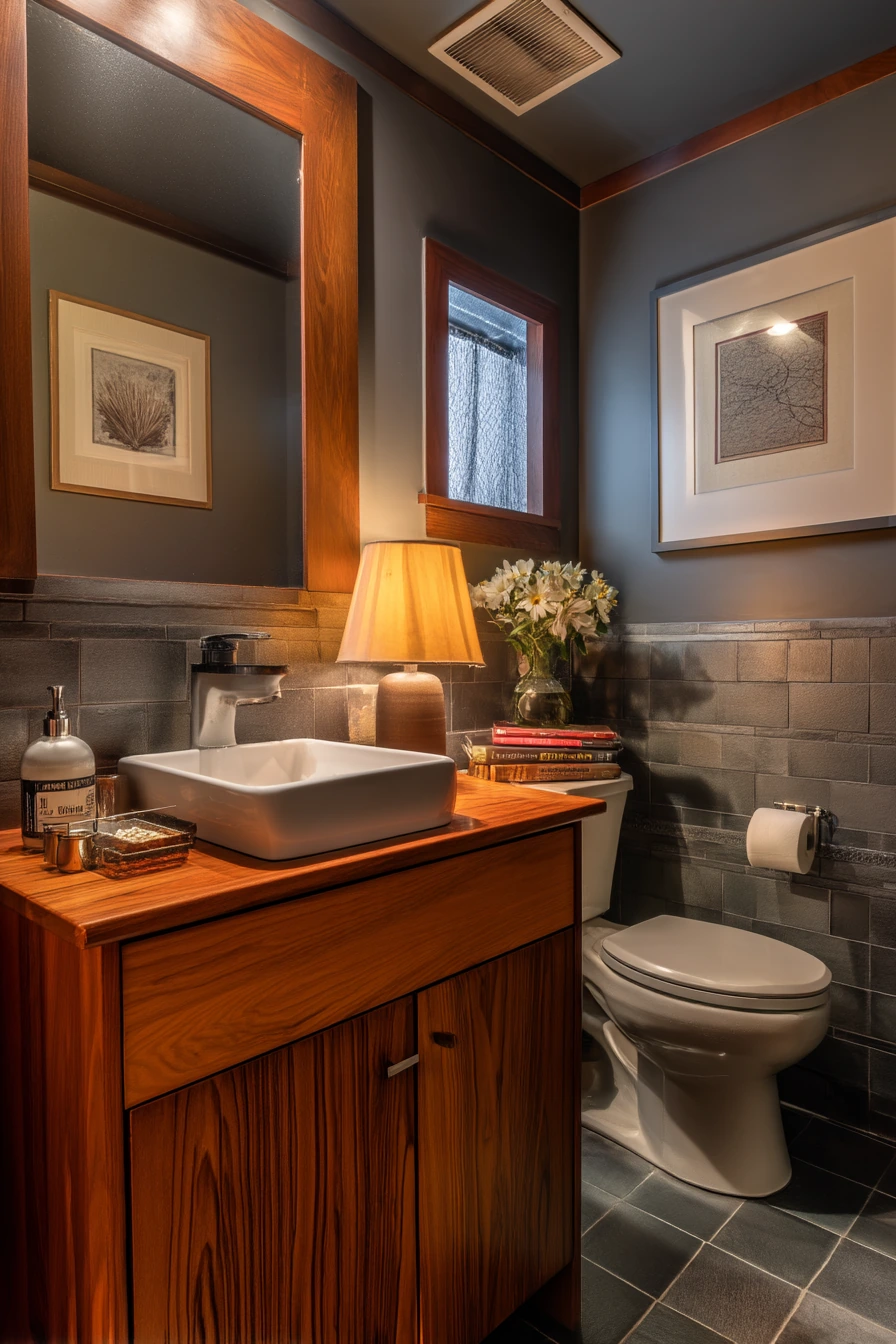 Moody Guest Bath with Silent Vent Detail