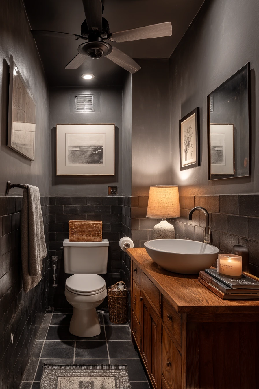 Moody Guest Bath with Silent Vent Detail