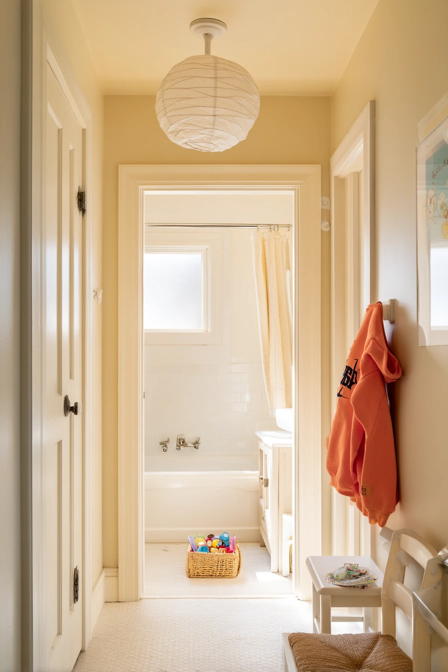 Kid-Friendly Ceiling in a Shared Hall Bath