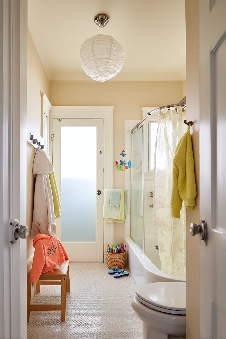 Kid-Friendly Ceiling in a Shared Hall Bath