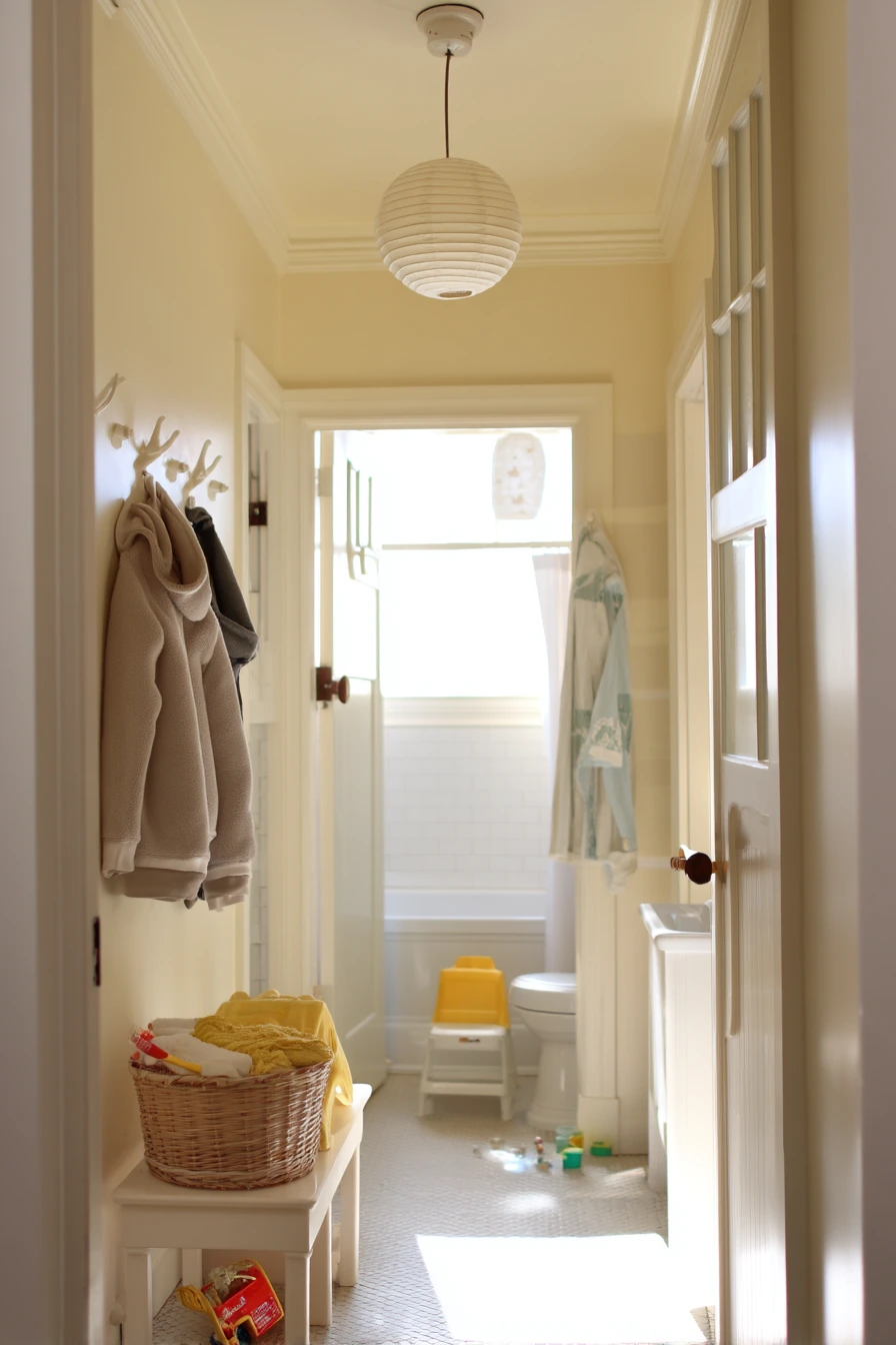 Kid-Friendly Ceiling in a Shared Hall Bath