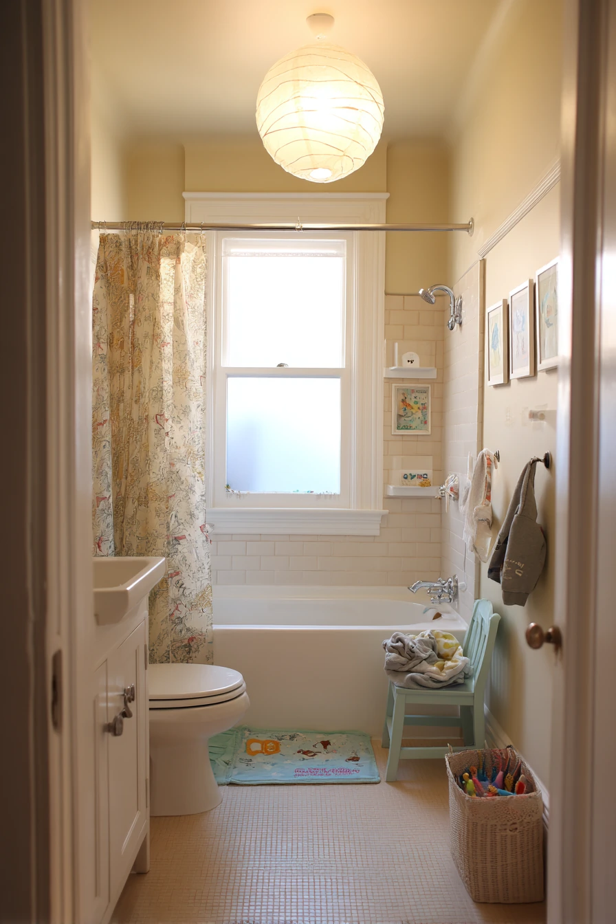 Kid-Friendly Ceiling in a Shared Hall Bath