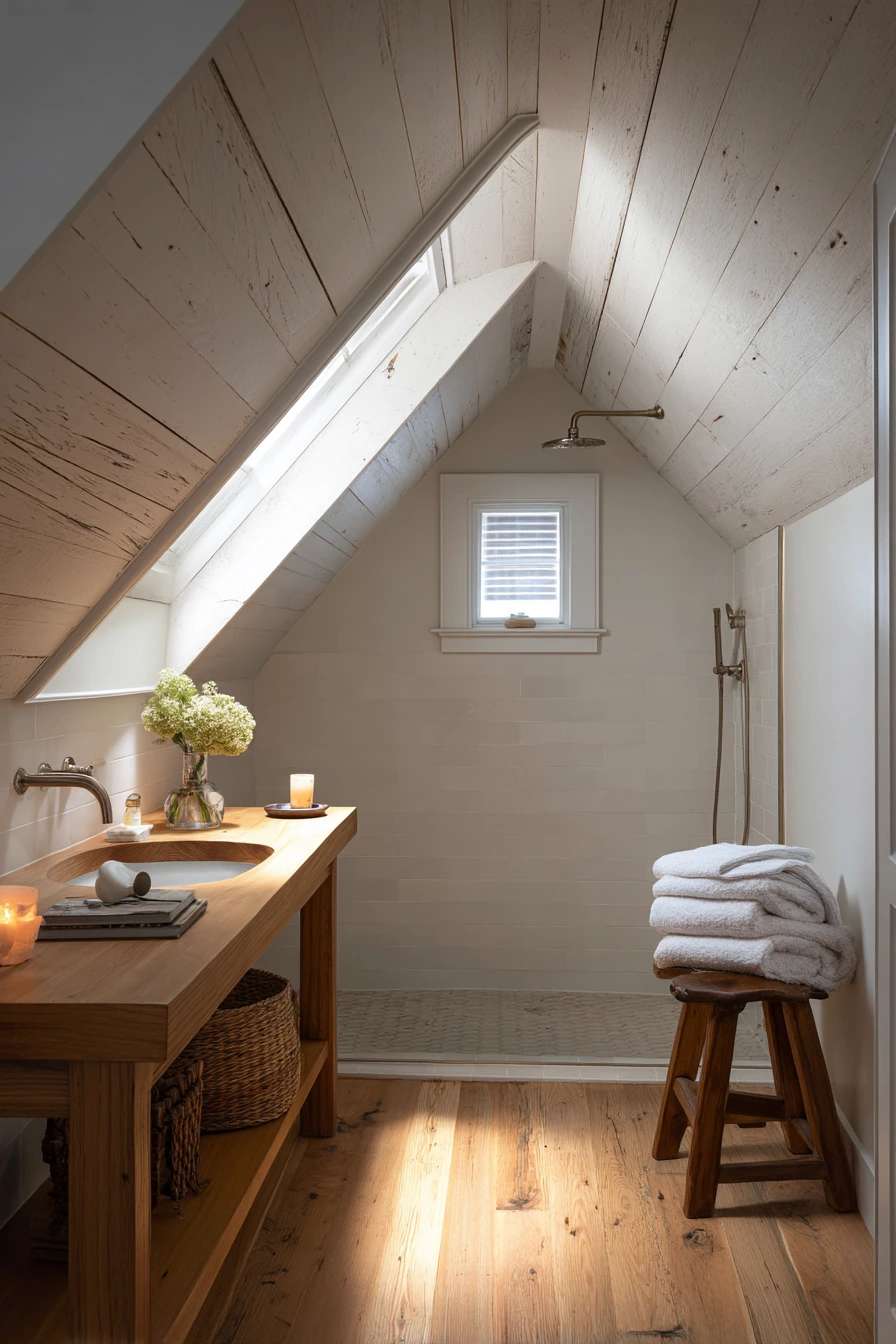 Attic Bathroom with a Low Angled Ceiling