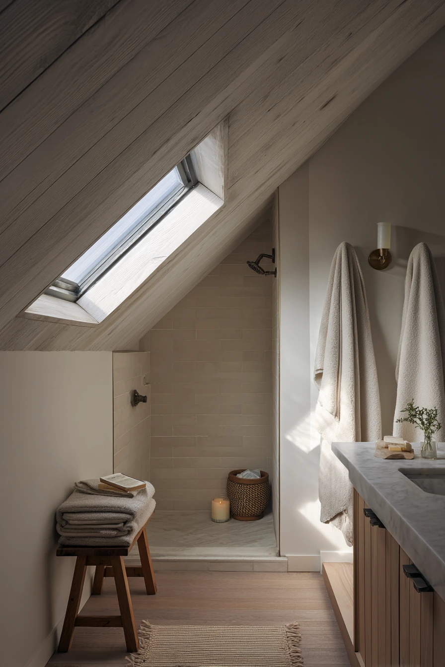 Attic Bathroom with a Low Angled Ceiling