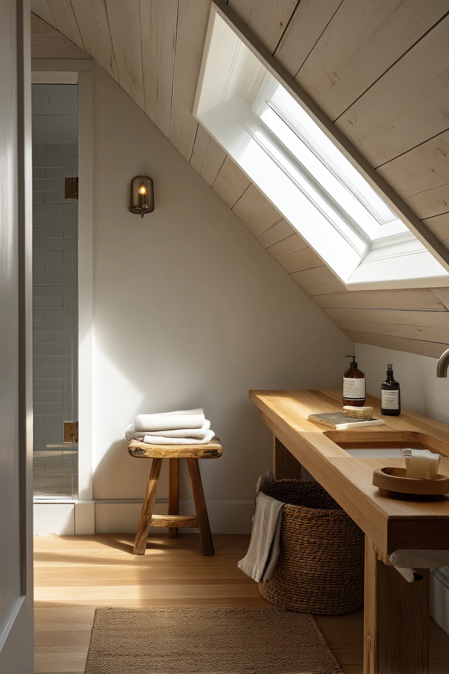 Attic Bathroom with a Low Angled Ceiling