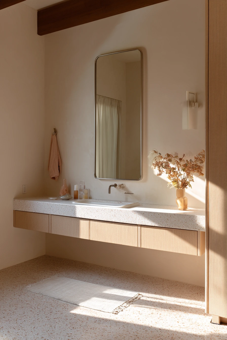 Limewash Ceiling in a Calm Primary Ensuite