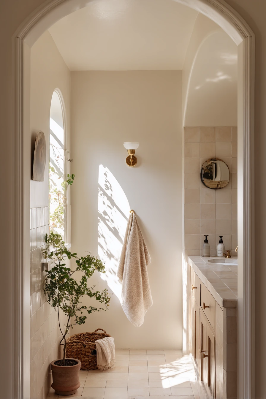 Arched Plaster Ceiling in a Family Bathroom
