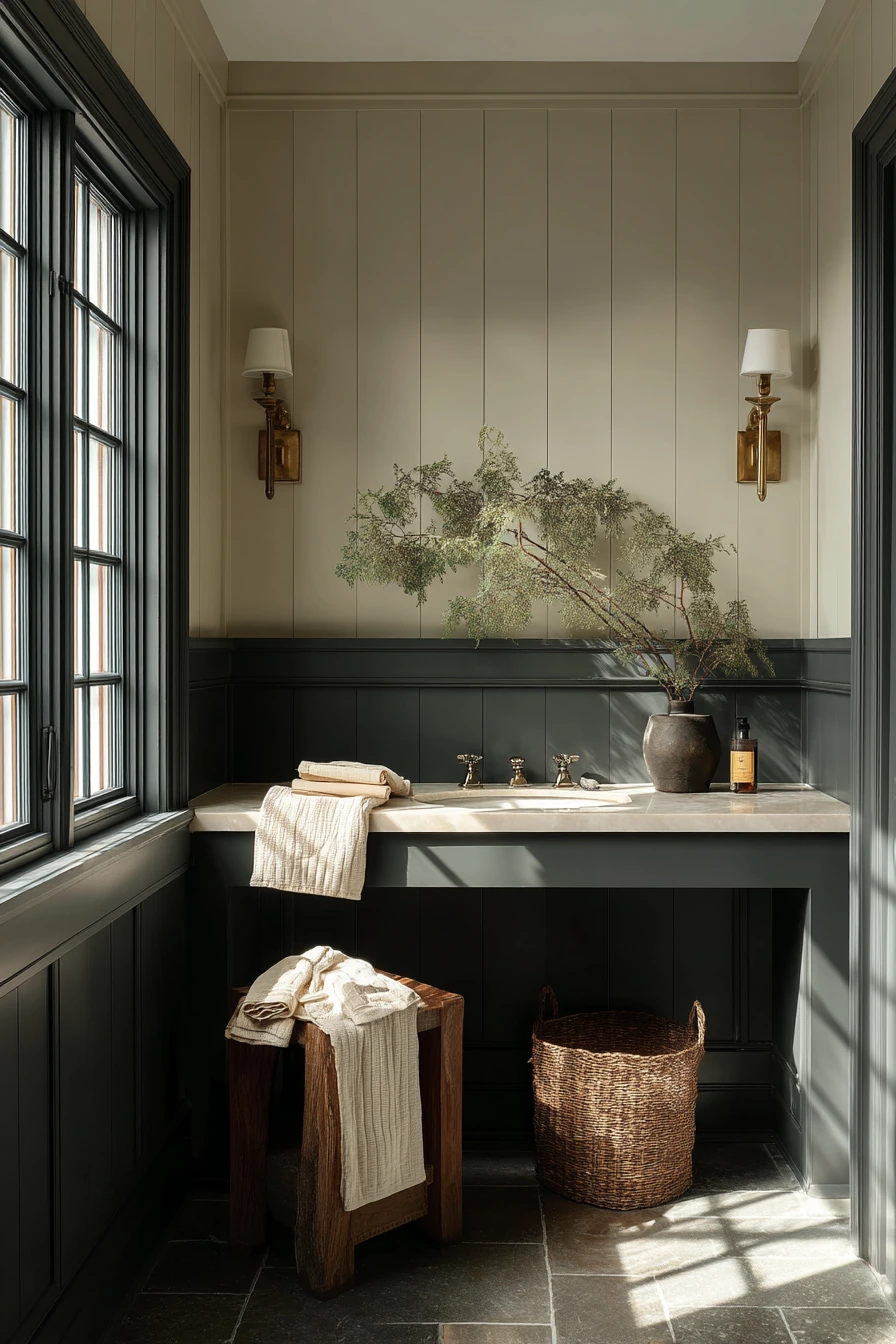 Moody Chair Rail with Brass Details