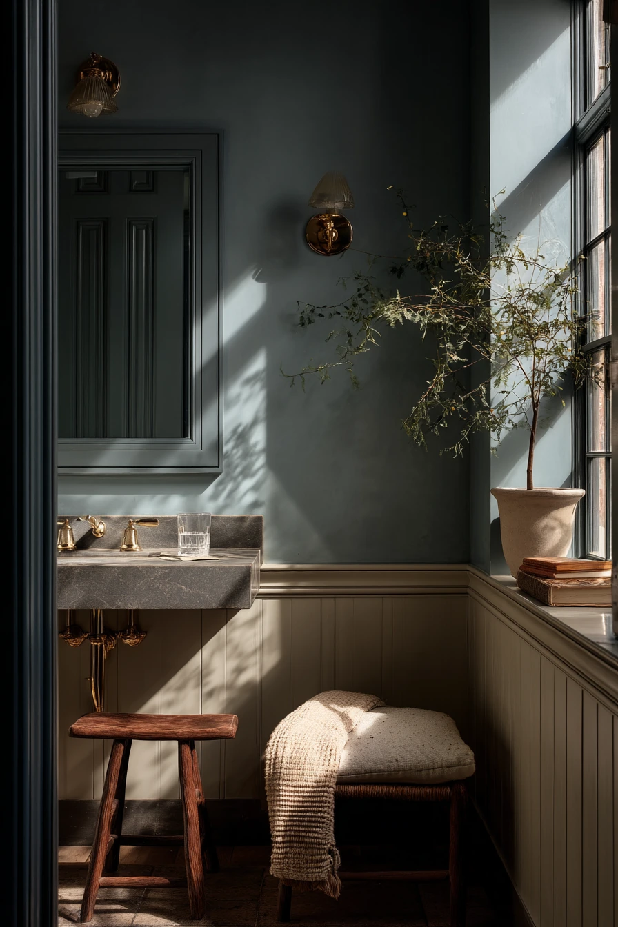 Moody Chair Rail with Brass Details