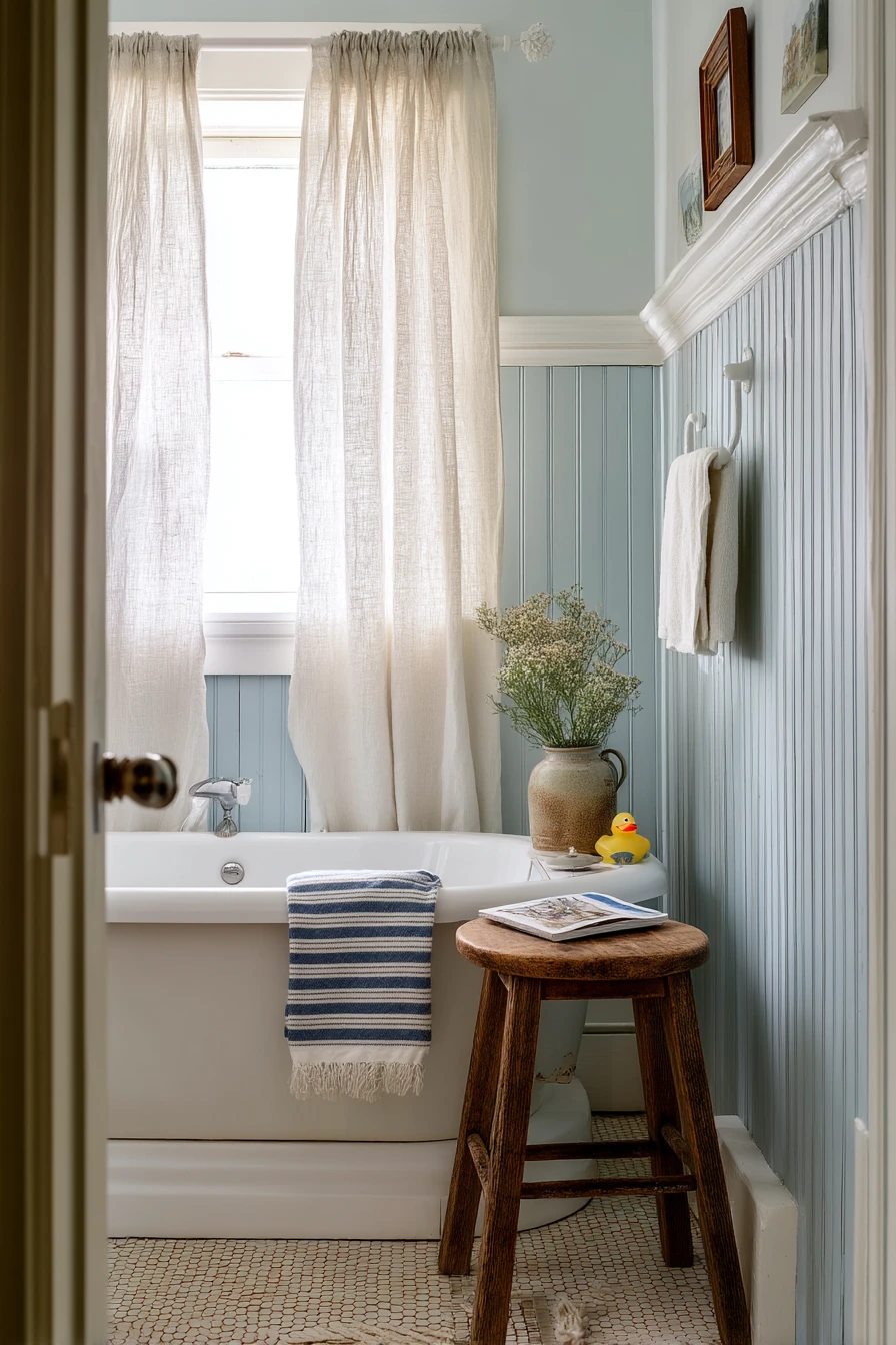Cottage Bath with Beadboard and Chair Rail