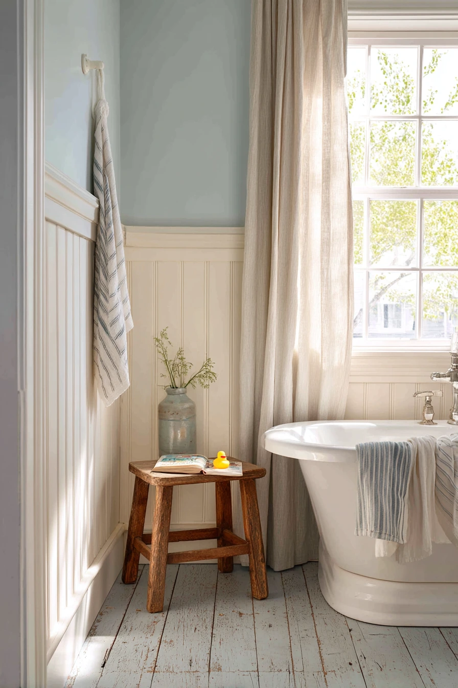 Cottage Bath with Beadboard and Chair Rail