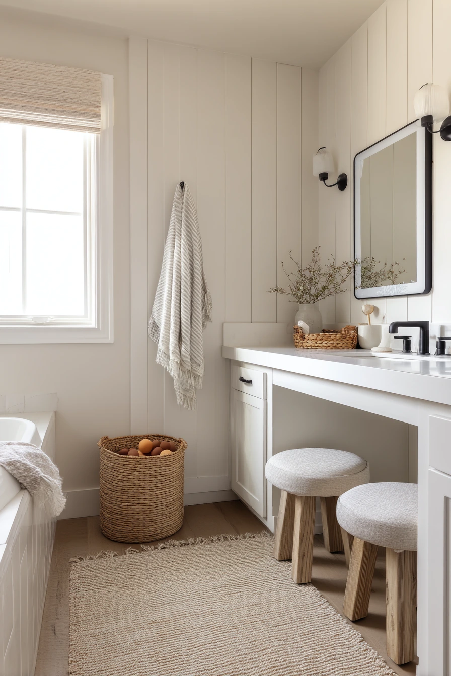 Modern Farmhouse Chair Rail for a Shared Bath
