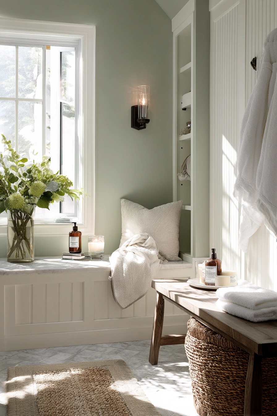 Spa-Inspired Chair Rail with Everyday Clutter