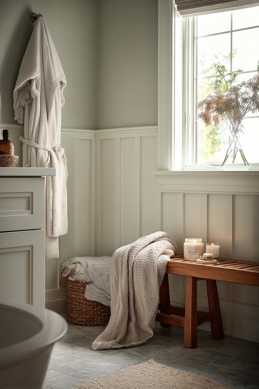 Spa-Inspired Chair Rail with Everyday Clutter