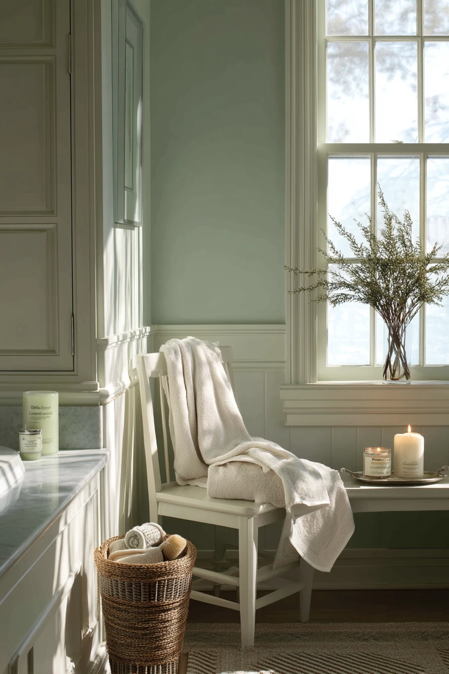 Spa-Inspired Chair Rail with Everyday Clutter