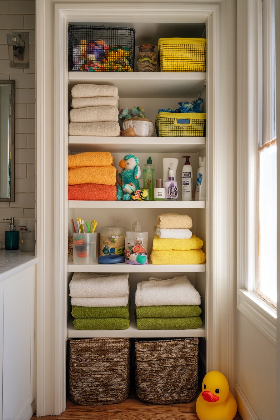 Kids’ Bath Closet with Everyday Chaos
