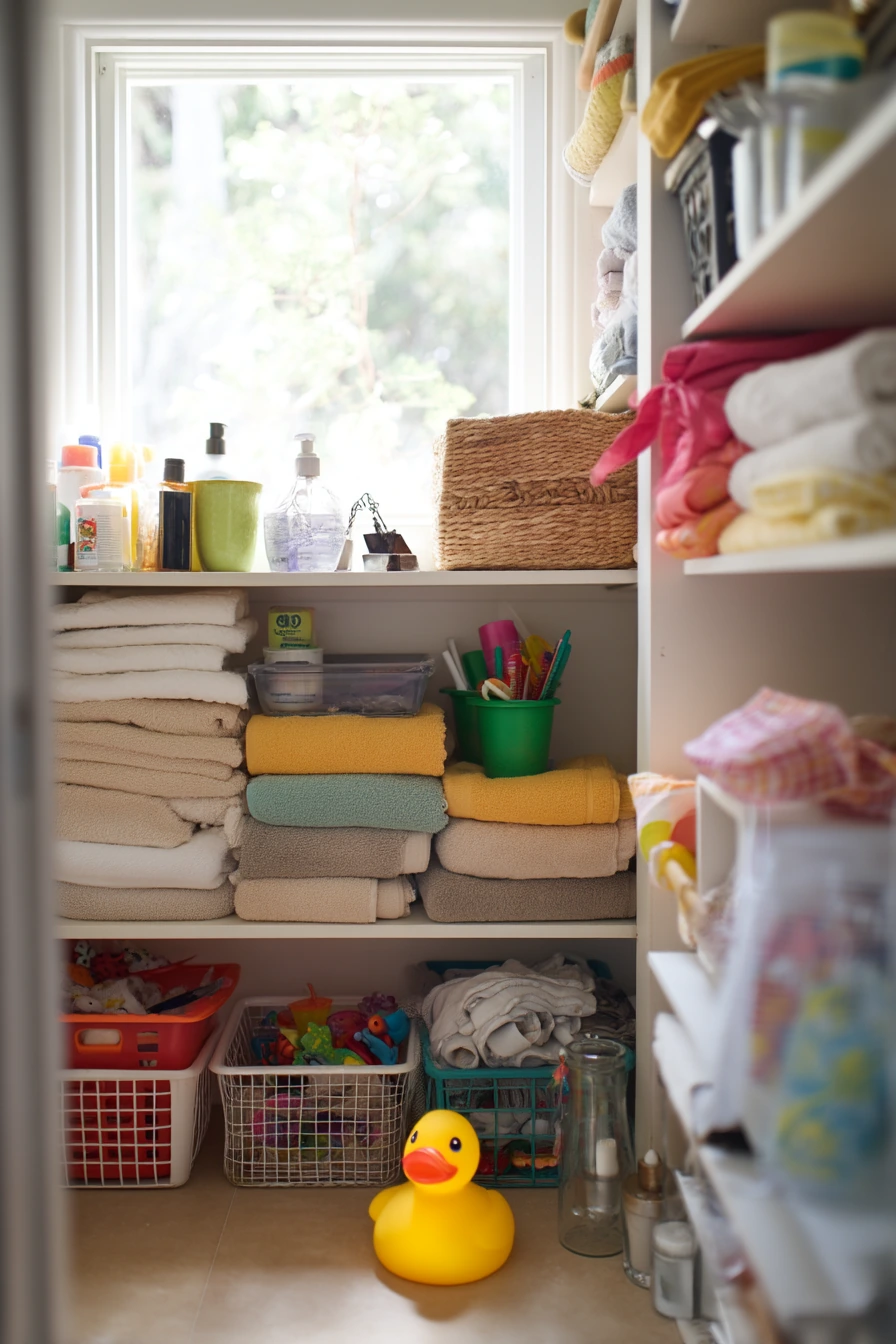 Kids’ Bath Closet with Everyday Chaos