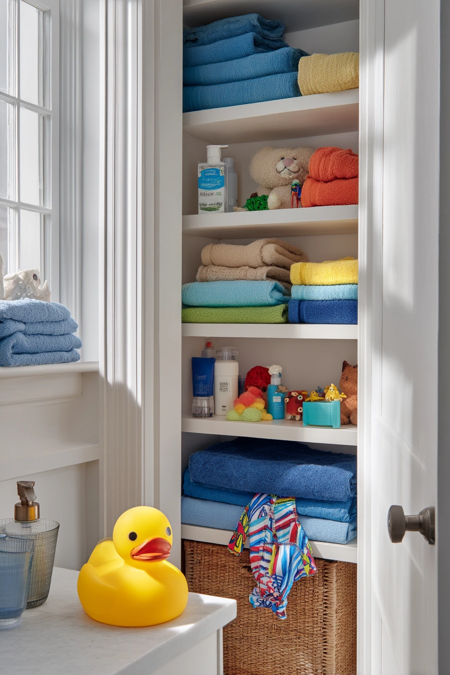 Kids’ Bath Closet with Everyday Chaos