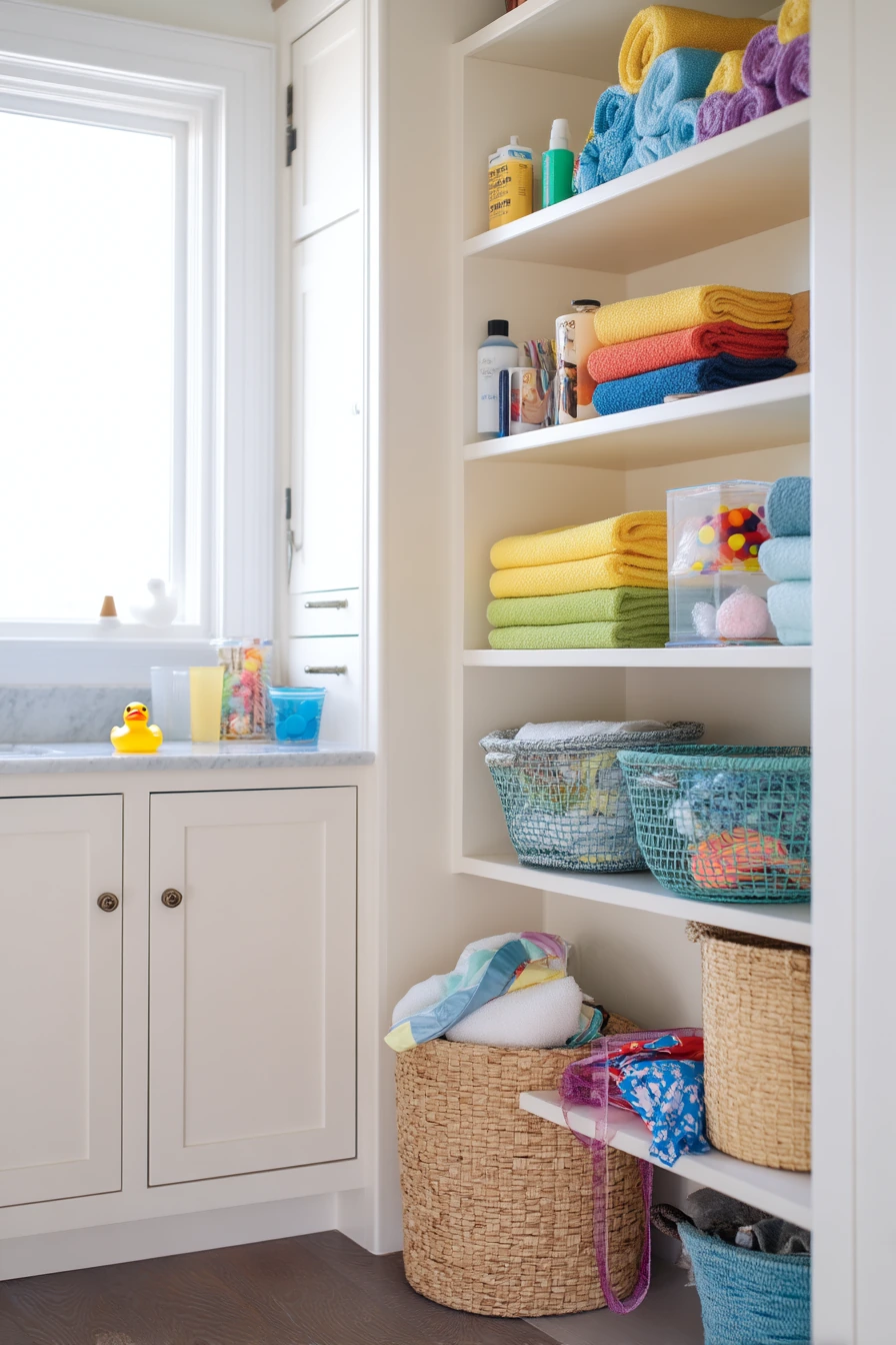 Kids’ Bath Closet with Everyday Chaos