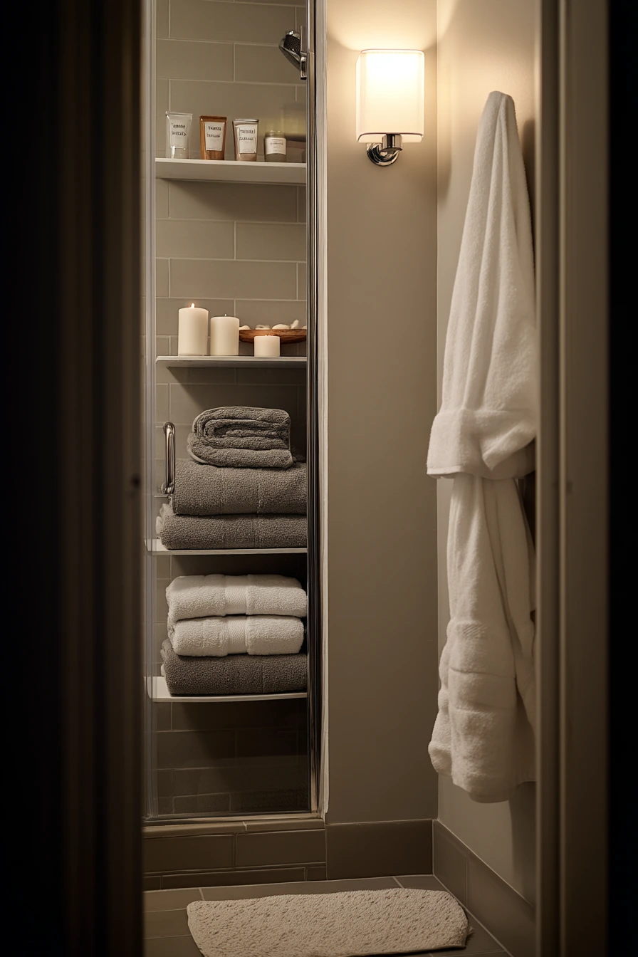 Linen Closet Next to the Shower