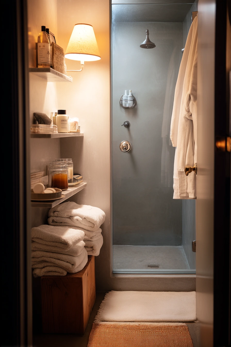 Linen Closet Next to the Shower