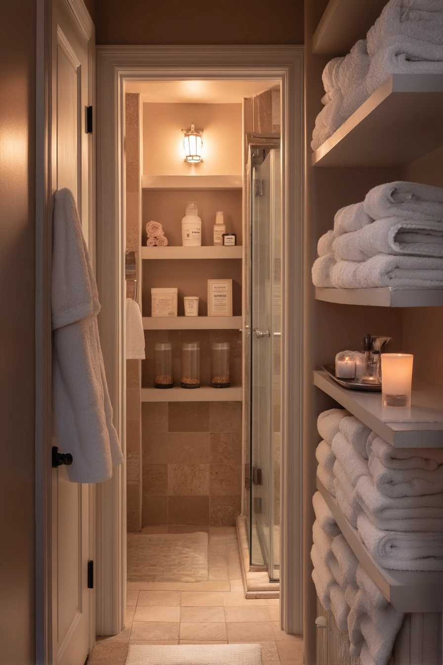 Linen Closet Next to the Shower