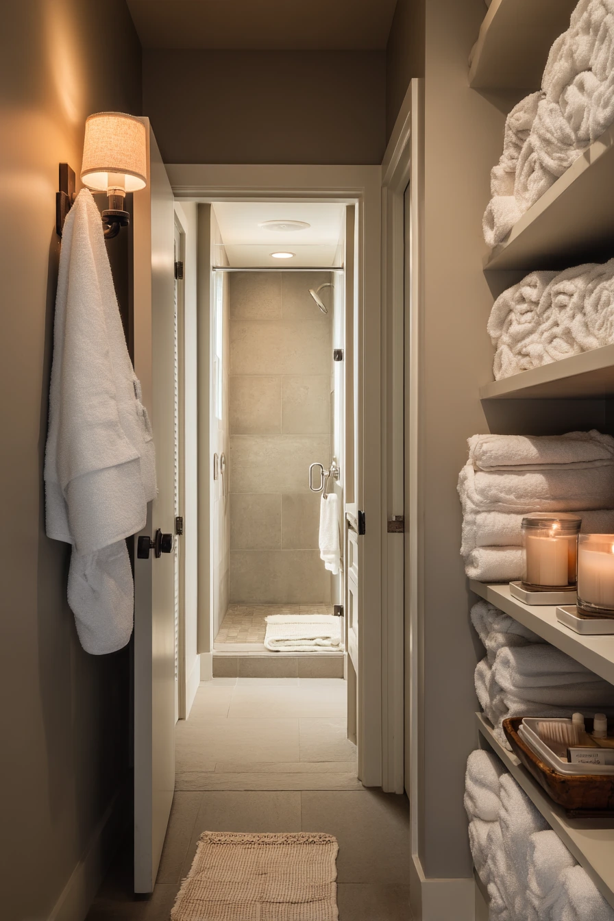 Linen Closet Next to the Shower