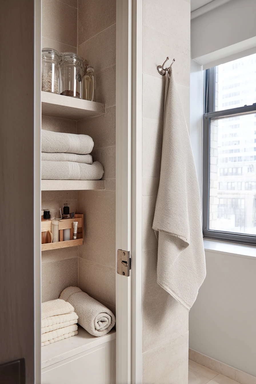 Small-Space Bathroom Linen Nook