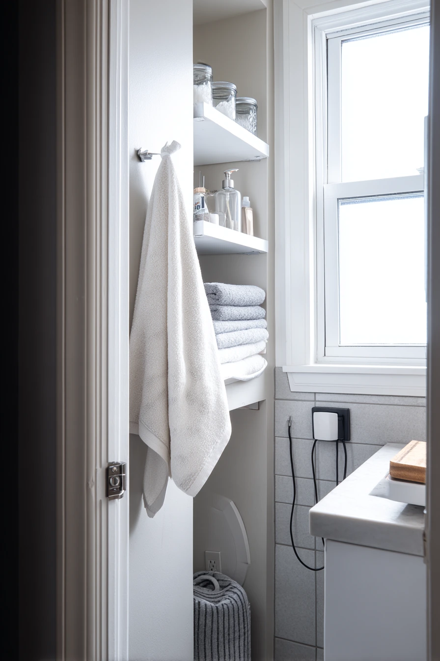 Small-Space Bathroom Linen Nook