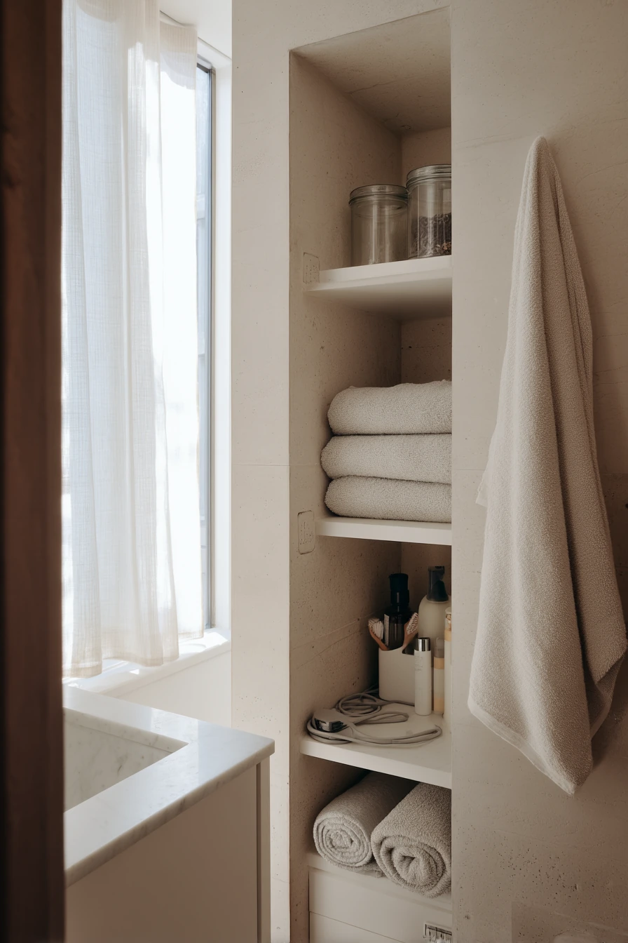 Small-Space Bathroom Linen Nook