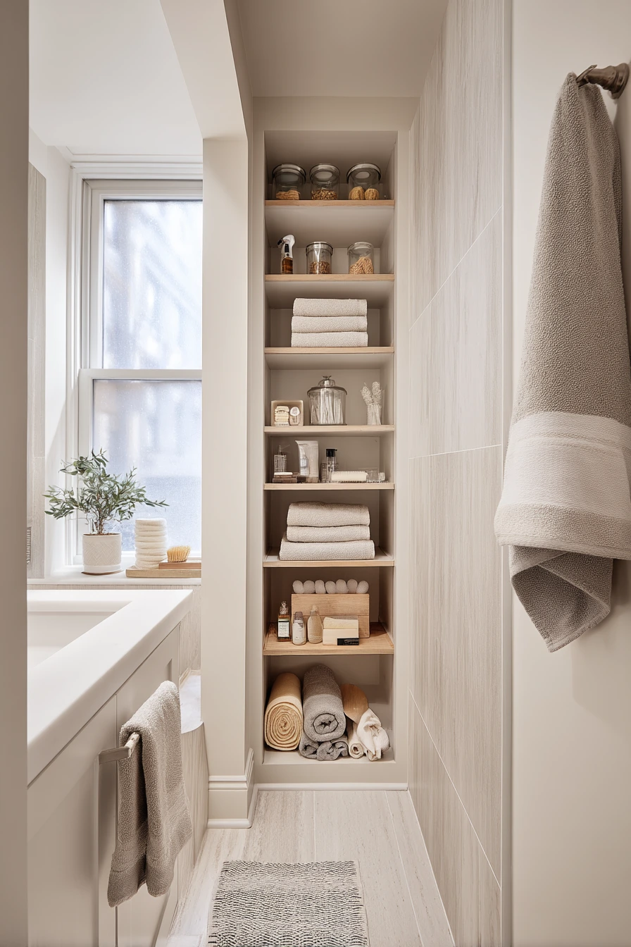 Small-Space Bathroom Linen Nook
