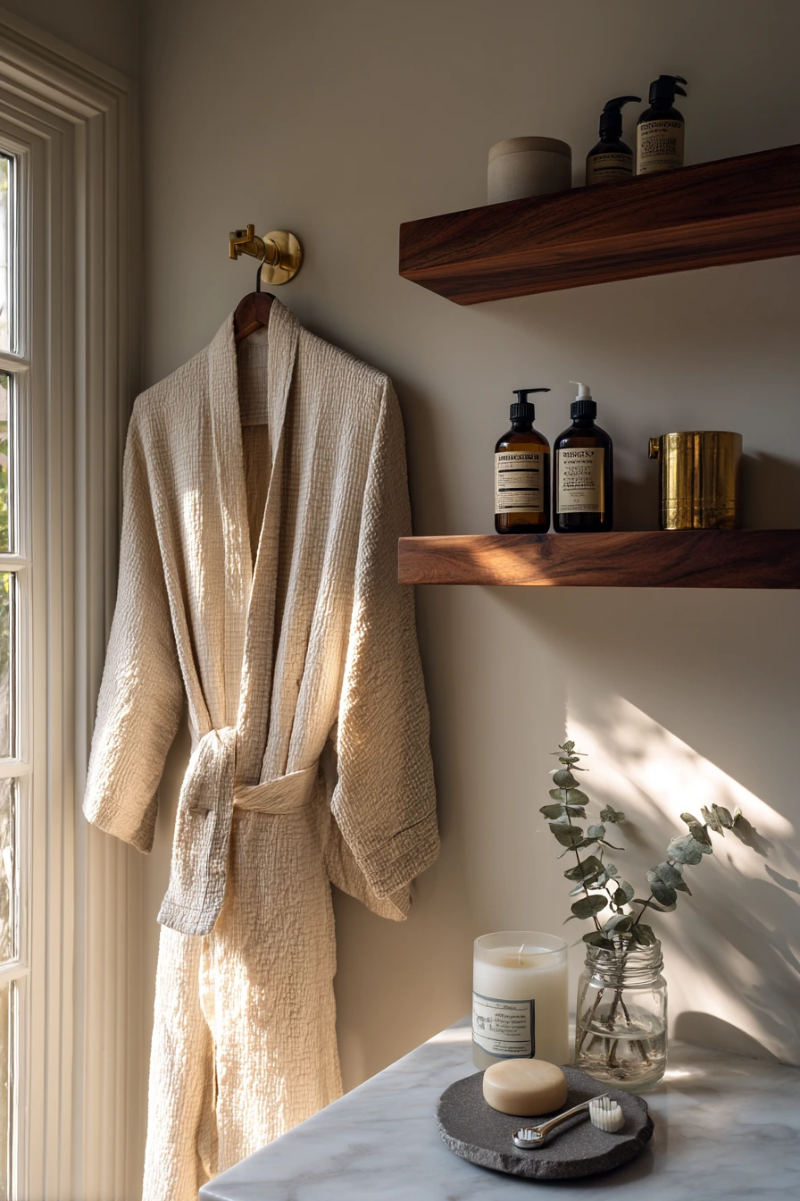 Spa Shelf Moment with Real-Life Clutter