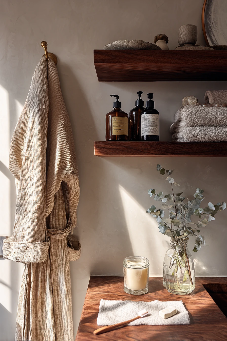Spa Shelf Moment with Real-Life Clutter
