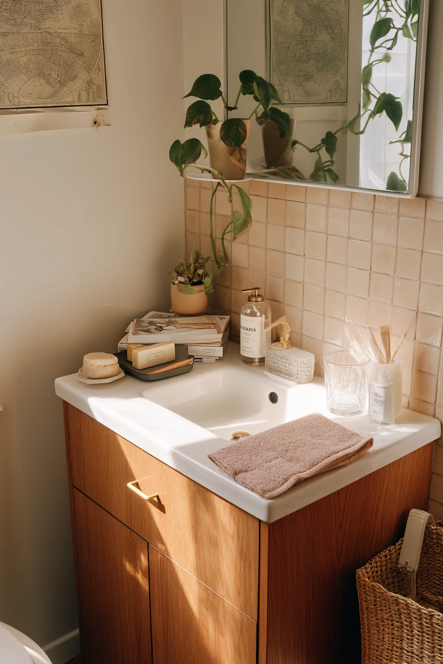 Soft-Spoken Guest Bath with Story Hooks