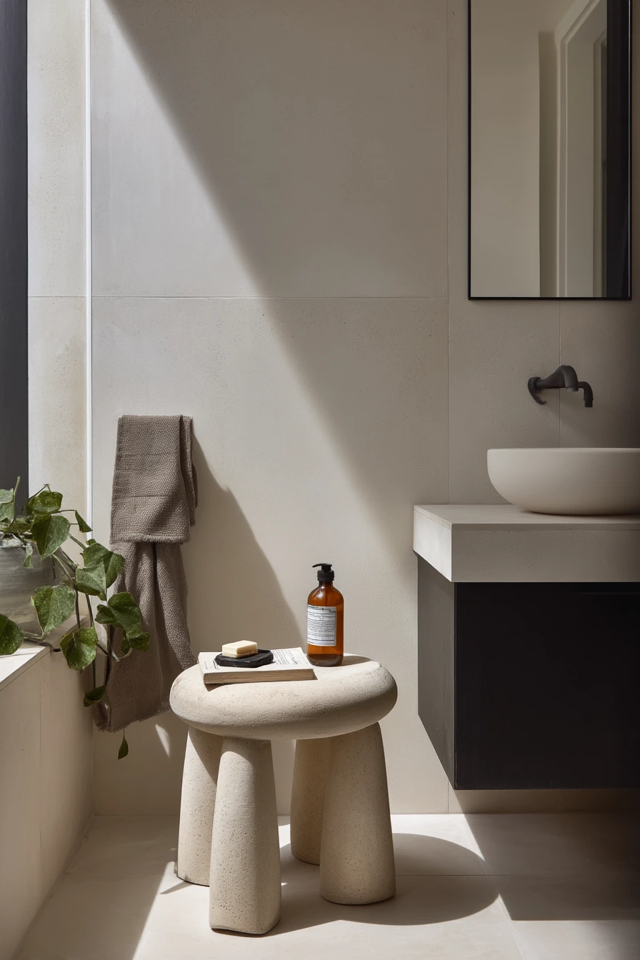 Minimal Bathroom with One Bold Object