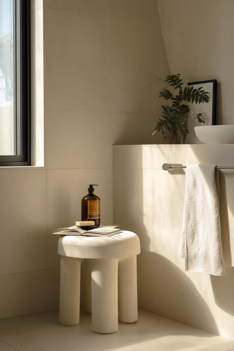 Minimal Bathroom with One Bold Object