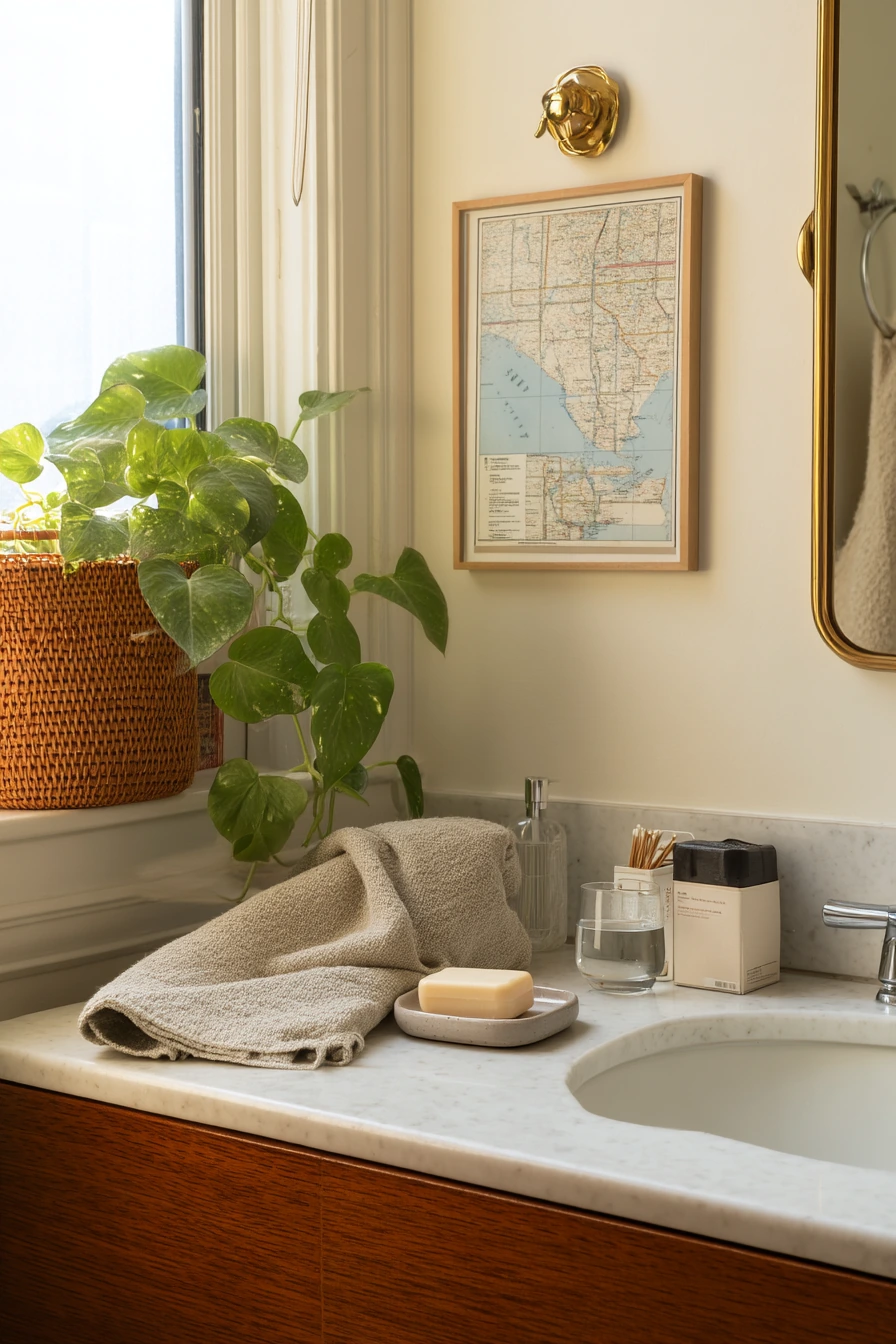 Soft-Spoken Guest Bath with Story Hooks
