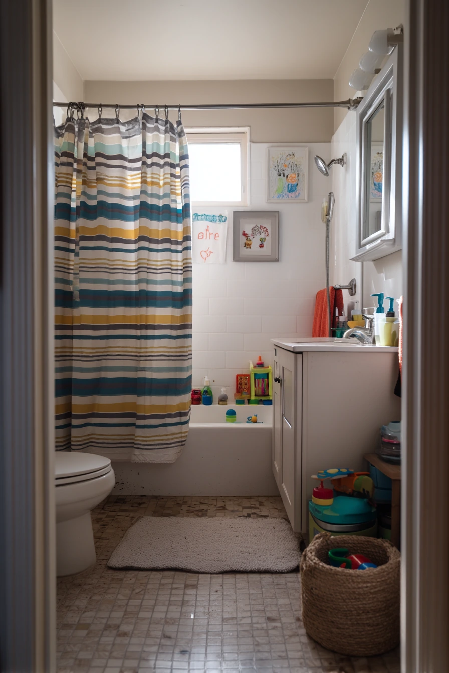 Playful Family Bath with Collected Objects