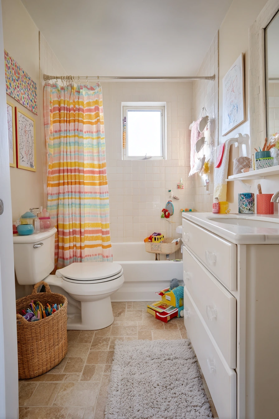 Playful Family Bath with Collected Objects