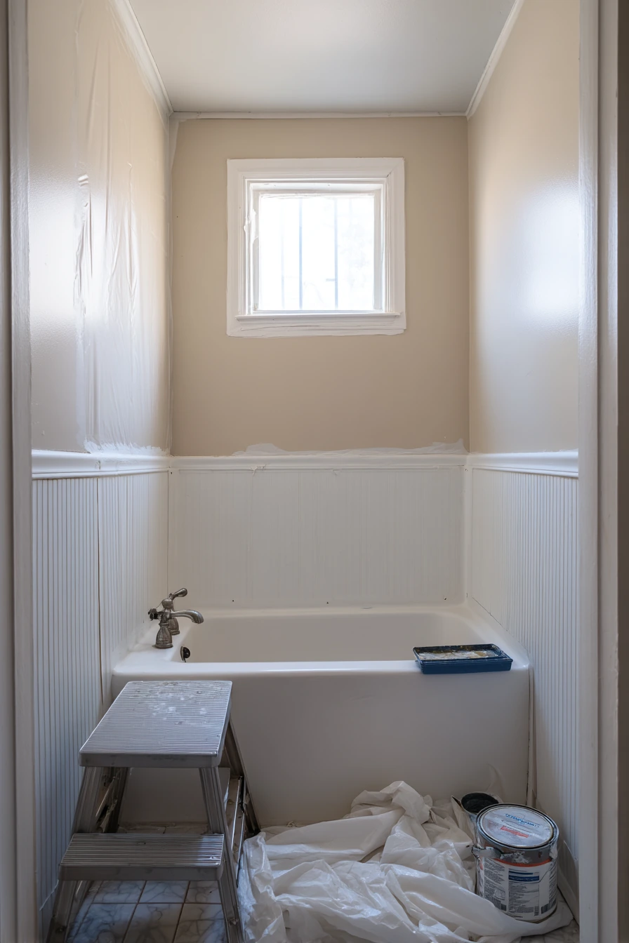 Budget Makeover Bathroom with DIY Crown Molding