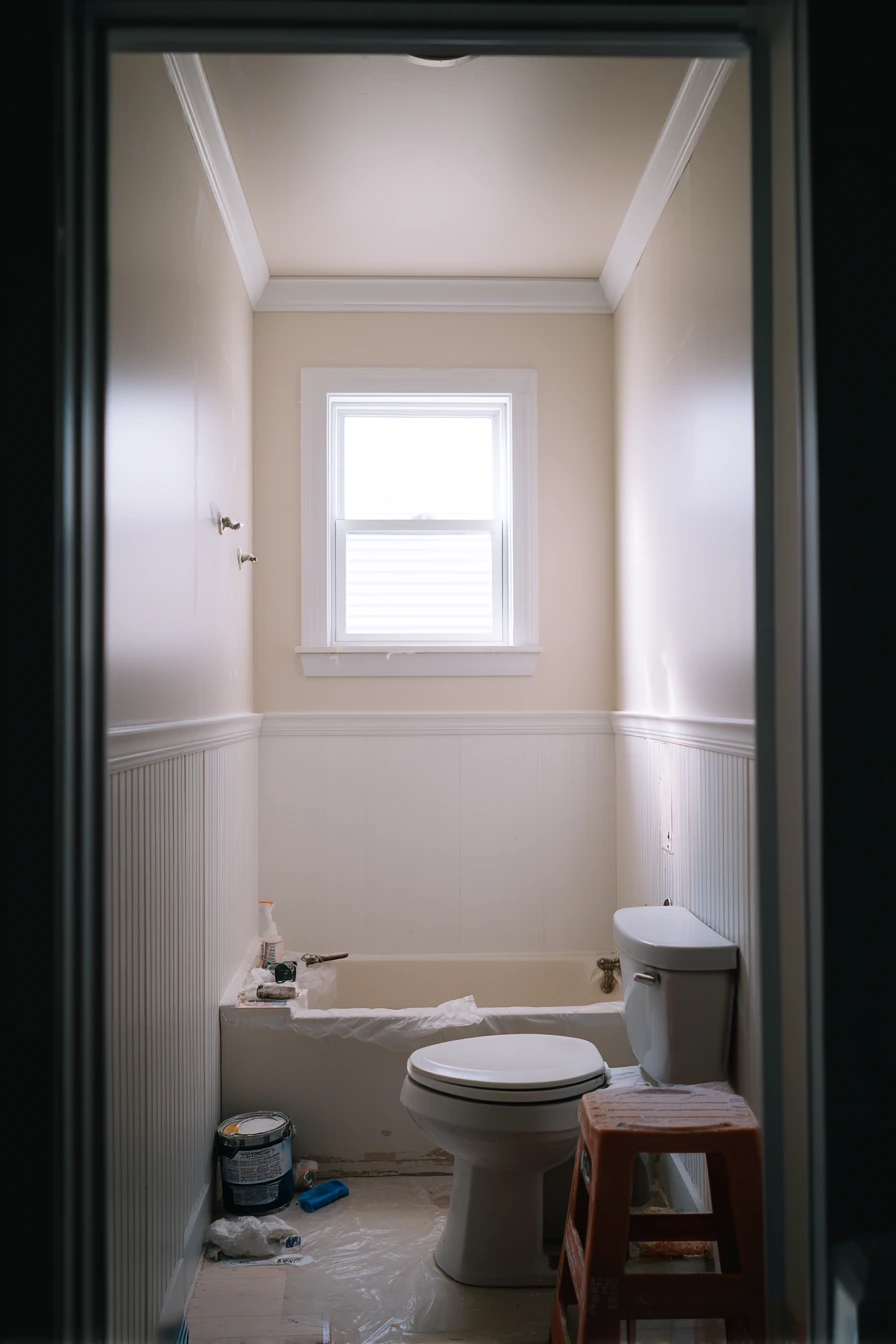 Budget Makeover Bathroom with DIY Crown Molding