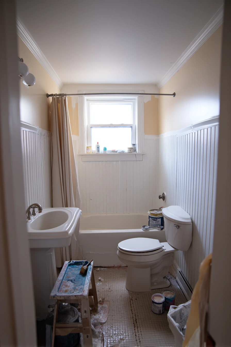 Budget Makeover Bathroom with DIY Crown Molding