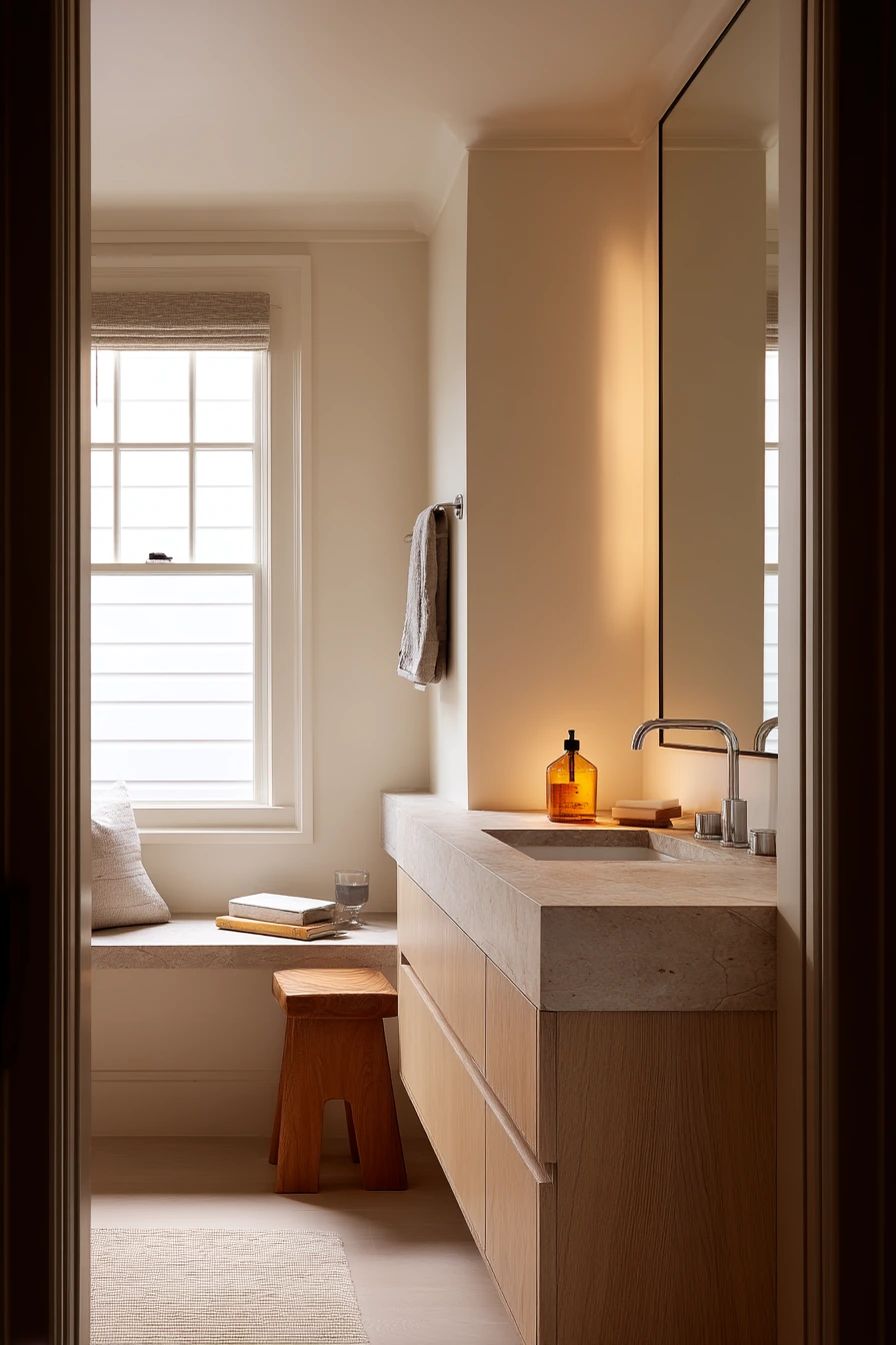 Modern Neutral Bath with Minimal Crown Detail