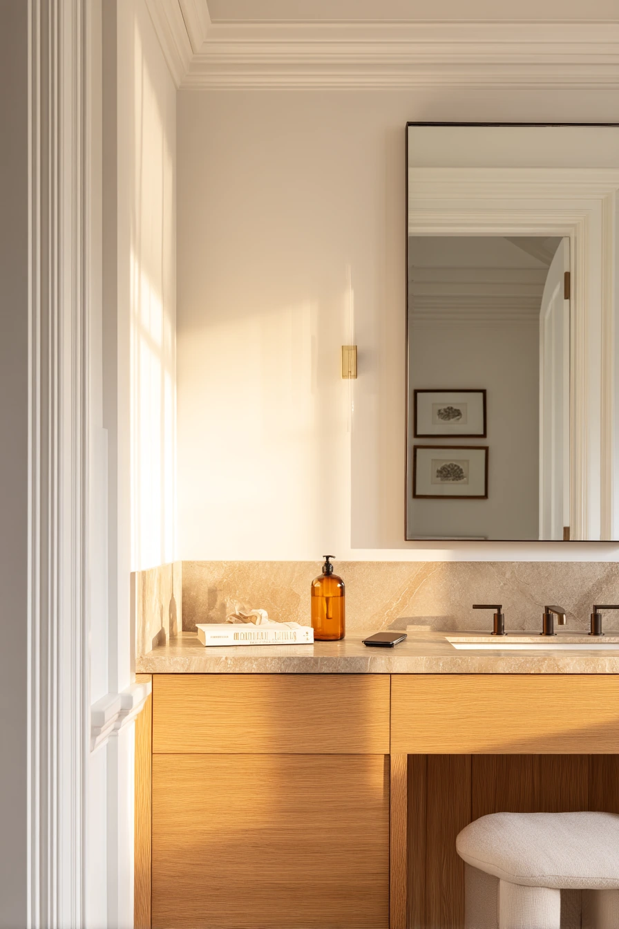 Modern Neutral Bath with Minimal Crown Detail