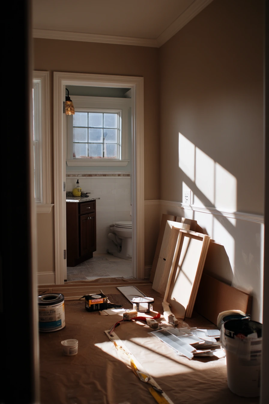 Primary Bath Renovation with Trim Samples and Crown Ideas