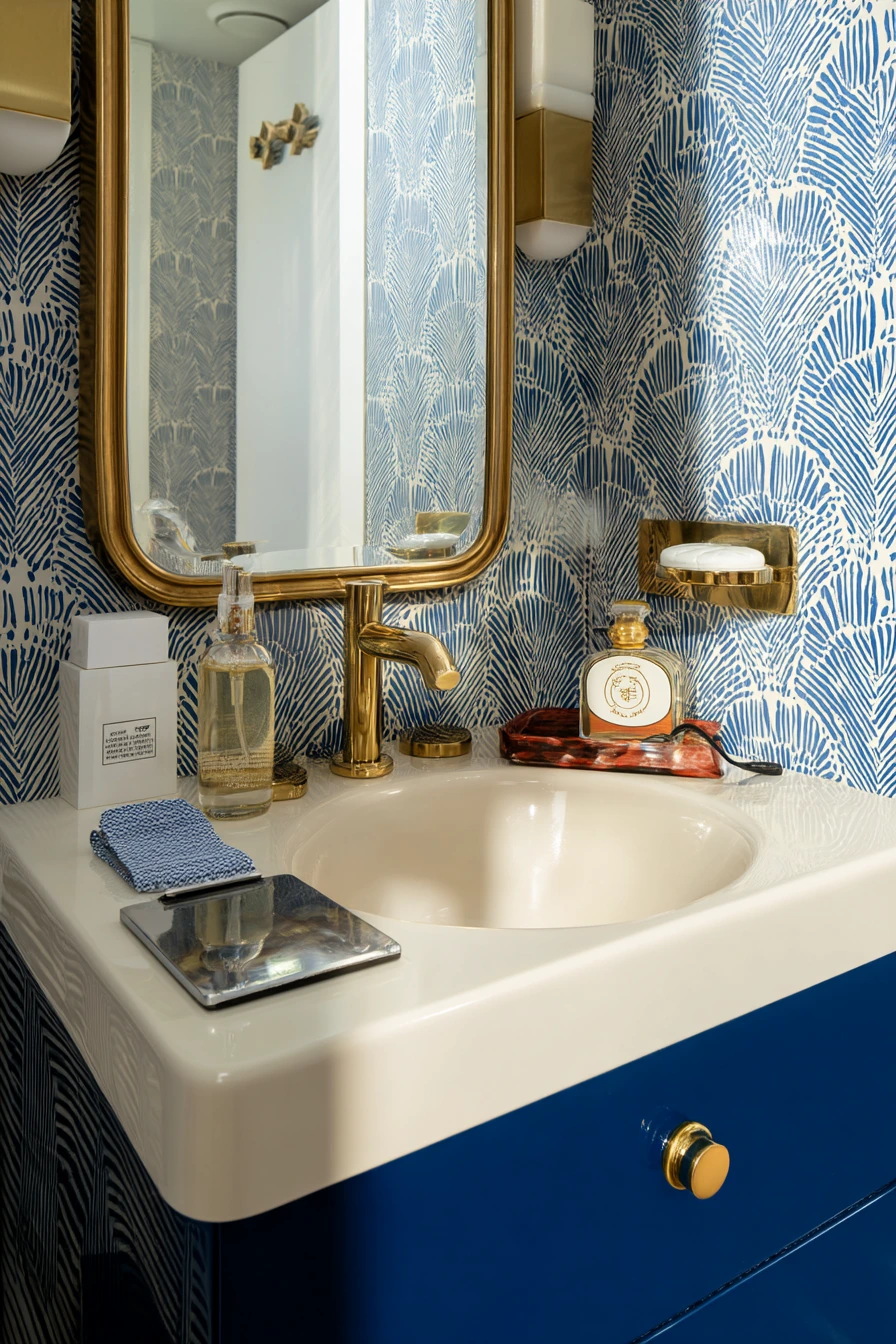 1980s Bold Primary Color Powder Room