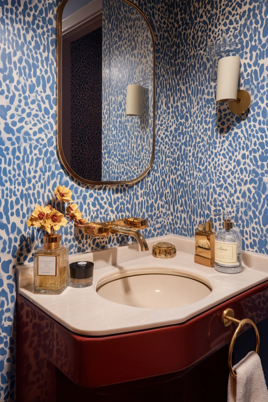 1980s Bold Primary Color Powder Room