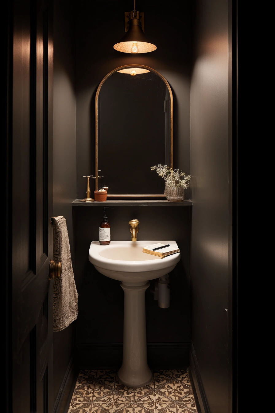 Tiny Powder Room, Bold and Efficient